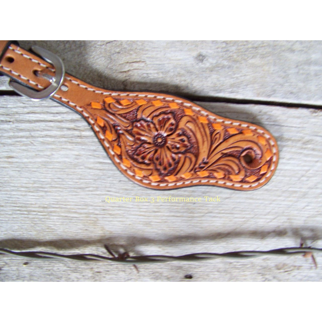 Spur Straps - Floral Buckstitch (Youth) by Rafter T Ranch Company (Orange)