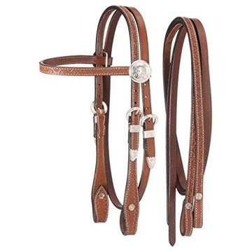 Headstall - Miniature Browband w/German Silver Set (Light Oil)