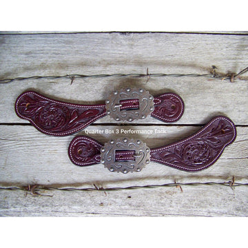 Spur Straps - Dark Oil Floral Design with Steel Buckle