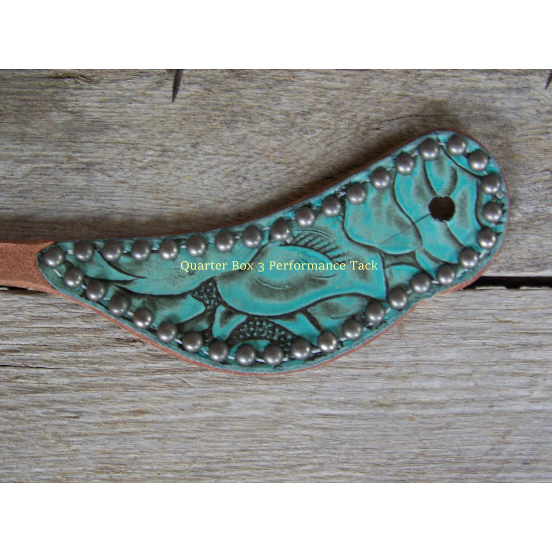 Spur Straps - Harness Leather, Exotic Print, SS Dots (Adult - Antique Turquoise Western Tool)