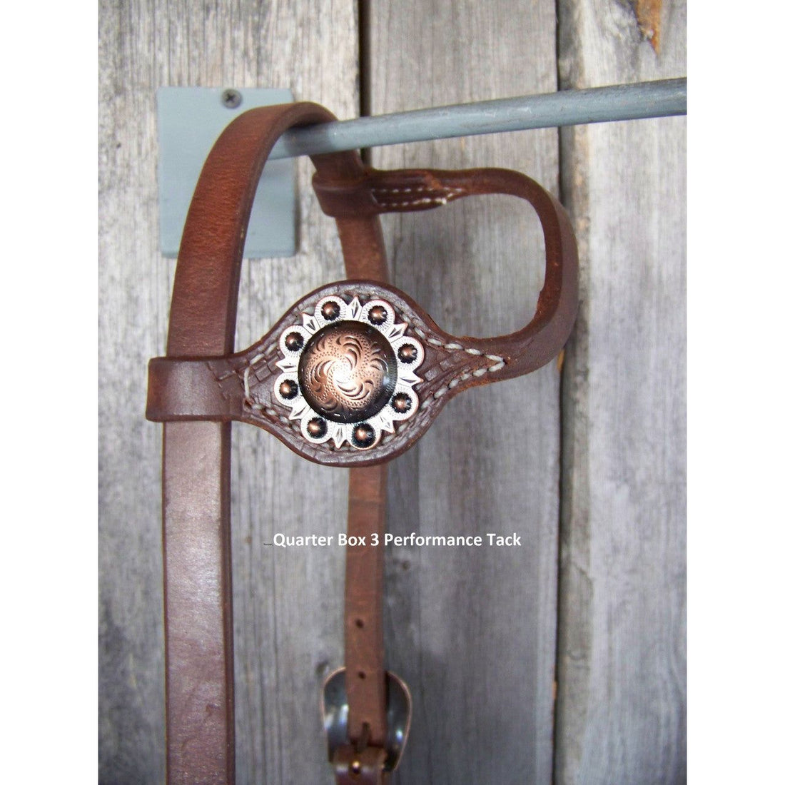 Headstall - Oiled Cowboy Culture Flower Buckle w/Copper Berry Concho