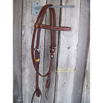 Headstall - Browband Dark Oil w/Rawhide Braid Keepers (Barbwire)