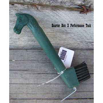 Hoof Pick - Horse Head w/Brush (Green)
