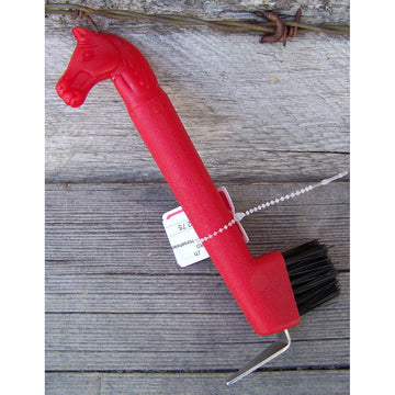 Hoof Pick - Horse Head w/Brush (Red)