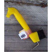 Hoof Pick - Horse Head w/Brush (Yellow)