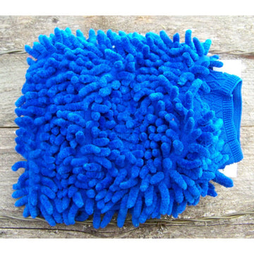 Wash Mitt - Lined Chenille Wash/Applicator Mitt (Blue)