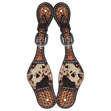 Spur Straps - Peppered Print Hide and Copper Flower Spots (Youth)