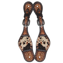 Spur Straps - Peppered Print Hide and Copper Flower Spots (Youth)