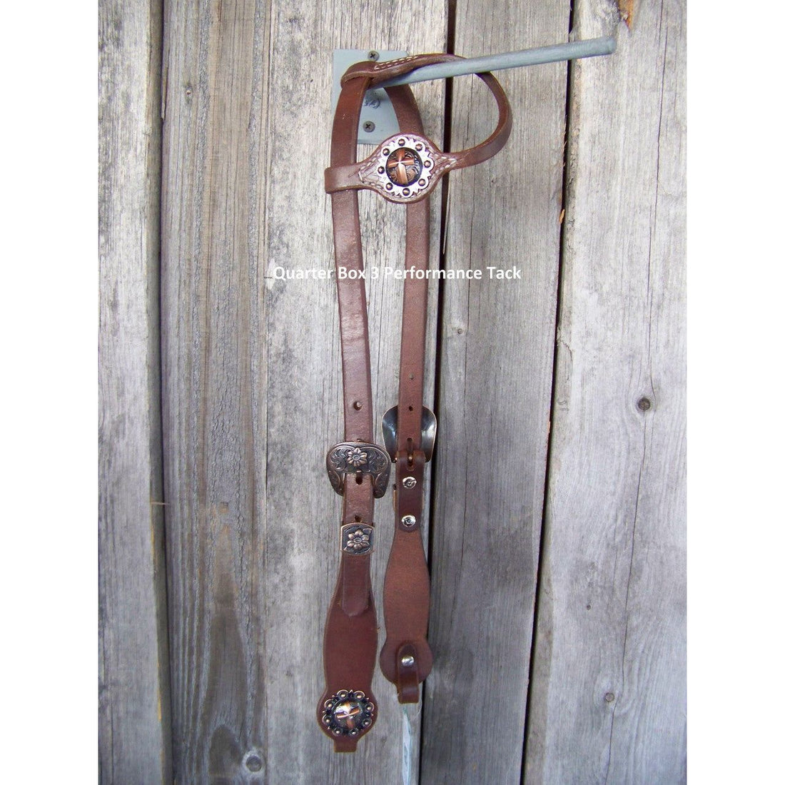 Headstall - Oiled Cowboy Culture Flower Buckle w/Cross Concho