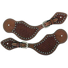 Spur Straps - Oiled Basket Weave w/Metal Studs
