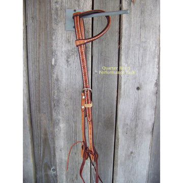 Headstall - One Ear Natural Oil w/Rawhide Braid Keepers (Barbwire)