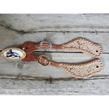 Spur Straps - Harness Leather, Exotic Print, SS Dots (Adult - Cream Snake)