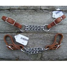 Curb - Double Chain Nickle Plated Harness Leather