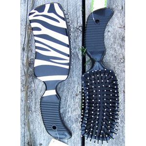 Brush - Mod Curved Handle by Tail Tamer (White Zebra)