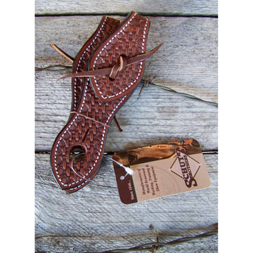 Slobber Straps (Pair) - Basket Stamped (Chestnut)