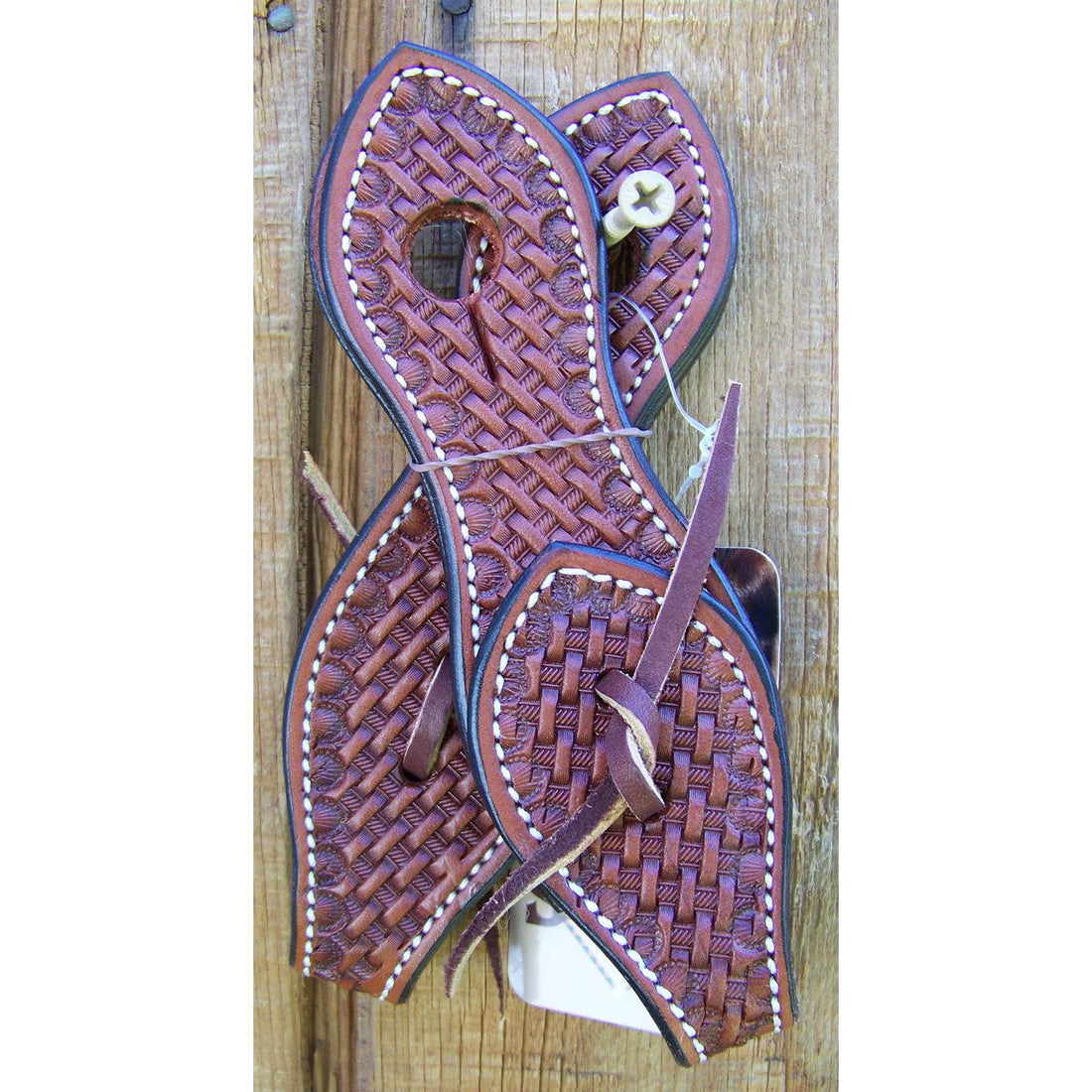 Slobber Straps (Pair) - Basket Stamped (Chestnut)