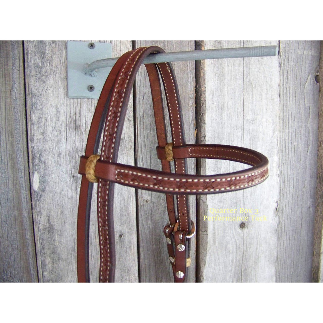 Headstall - Browband Dark Oil w/Rawhide Braid Keepers (Barbwire)