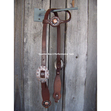 Headstall - Oiled Cowboy Culture Spotted Buckle w/Copper Berry Concho