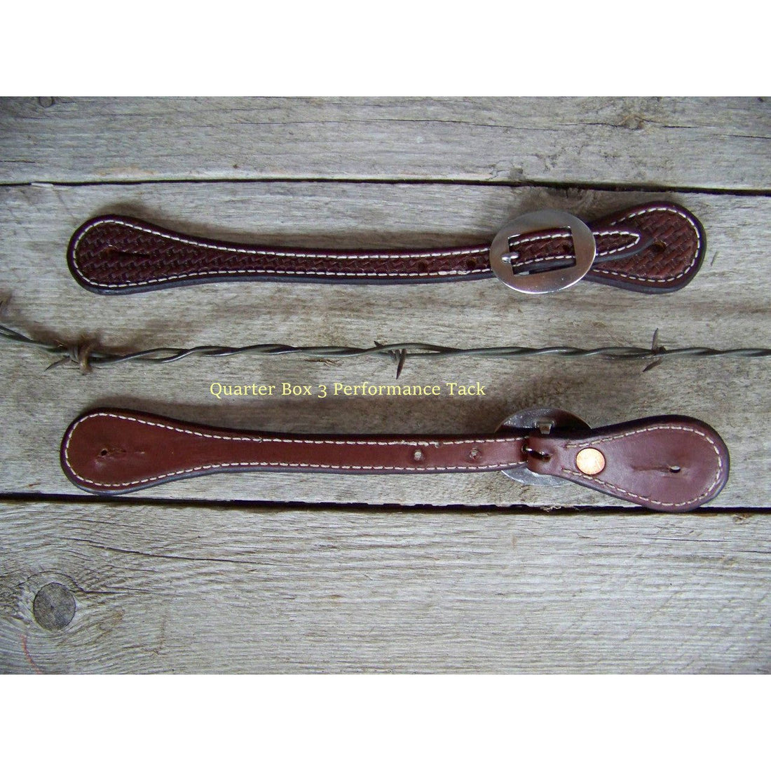 Spur Straps - Straight Basket Weave Tooling (Mens - Dark Oil)