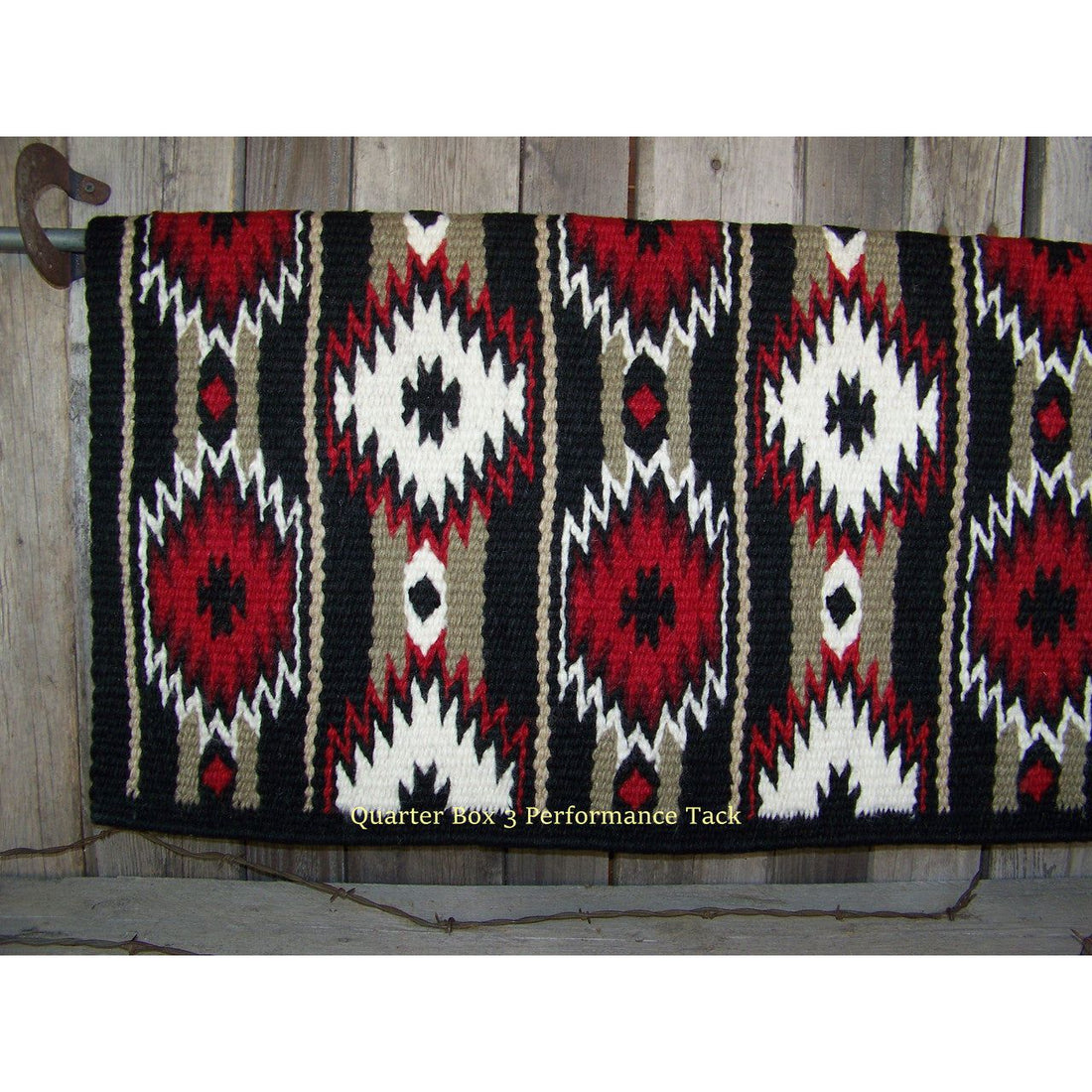 2x2 Show Blanket - 38x34 (Black Base/Red and Sand Accents) by Mayatex