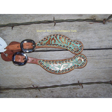 Spur Straps - Harness Leather, Exotic Print, SS Dots (Youth - Mint)