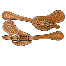 Spur Straps - Cowboy Tan Basket Weave Stamped