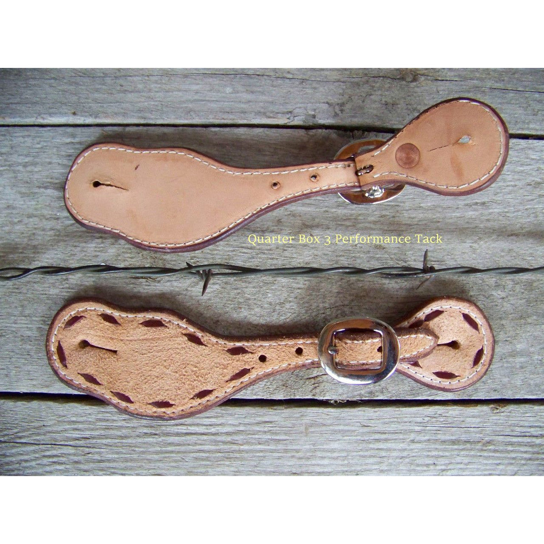 Spur Straps - Rough Out, Lined, Brown Buckstitched (Ladies)