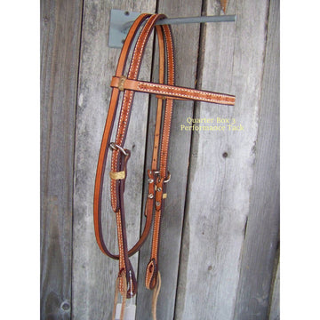 Headstall - Browband Light Oil w/Rawhide Braid Keepers (Barbwire)
