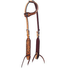 Headstall - Floral Tooled, Brown Whipstitch Single Ear Headstall by Rafter T Ranch Company