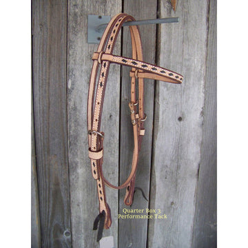Headstall - Browband Rough Out w/Buckstitch (Black)