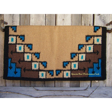 The New Pueblo Show Blanket - 38x34 (Indian Tan/Black/Turquoise/Sand/Teal) by Mayatex