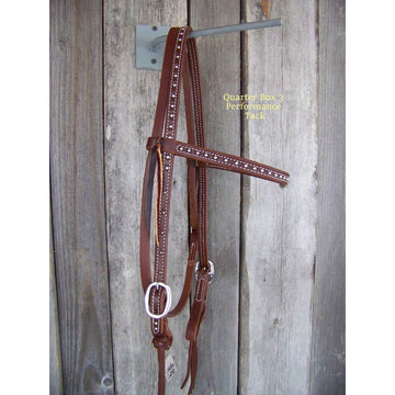 Headstall - Browband w/Stainless Steel Dots (Dark Oil)