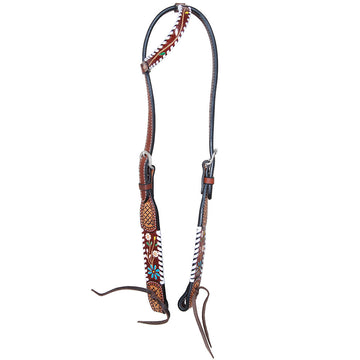 Headstall - Painted Floral Vine Single Ear Headstall by Rafter T Ranch Company