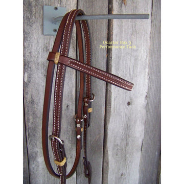 Headstall - Browband Dark Oil w/Rawhide Braid Keepers (Mini Basketweave)