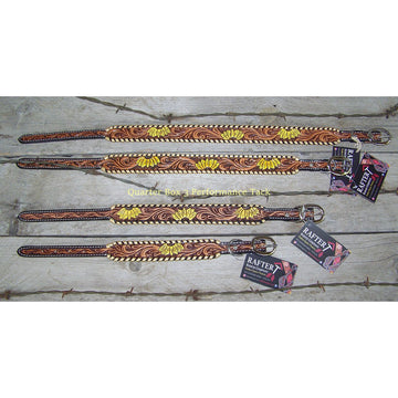 Dog Collar - Painted Sunflower, Metallic Whipstitch by Rafter T Ranch