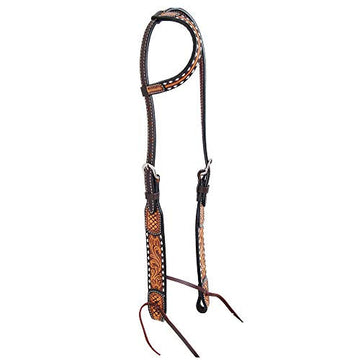 Headstall - One Ear Tooled Sunflower w/Buckstitch Trim
