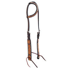 Headstall - One Ear Tooled Sunflower w/Buckstitch Trim
