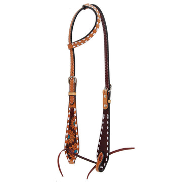 Headstall - Turquoise Sunflower Single Ear Headstall by Rafter T Ranch Company