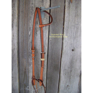 Headstall - One Ear Natural Oil w/Rawhide Braid Keepers (Mini Basketweave)