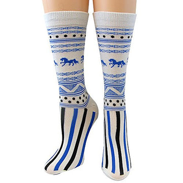 Coolmax Paddock Boot Socks - Striped Horse (Blue/Black)