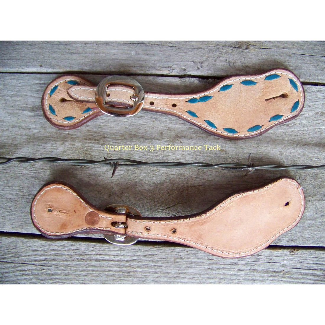 Spur Straps - Rough Out, Lined, Turquoise Buckstitched (Ladies)