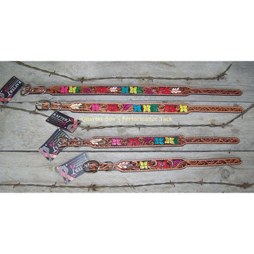 Dog Collar - Hand Painted Multi-Colored Flowers by Rafter T Ranch