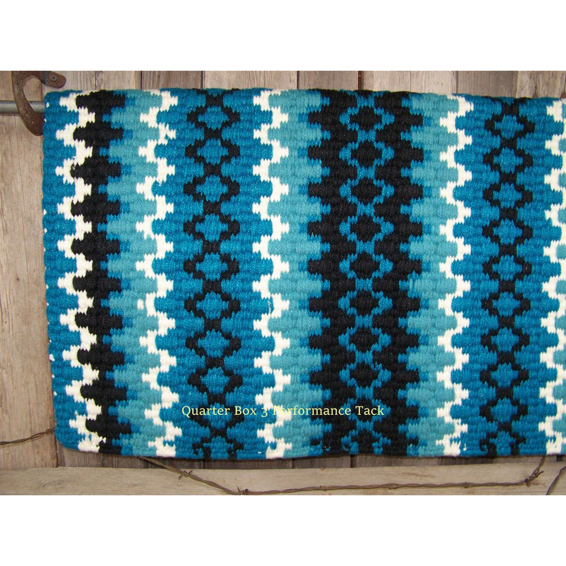 Arroyo Seco Show Blanket - 38x34 (Show Turquoise/Cream and Black Accents) by Mayatex