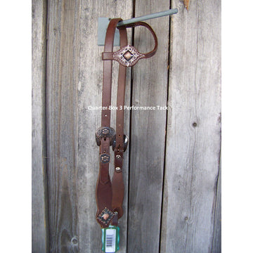 Headstall - Oiled Cowboy Culture Flower Buckle w/Diamond Concho