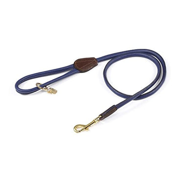 Dog Leash - Digby & Fox Rolled Leather Training Lead (Navy)