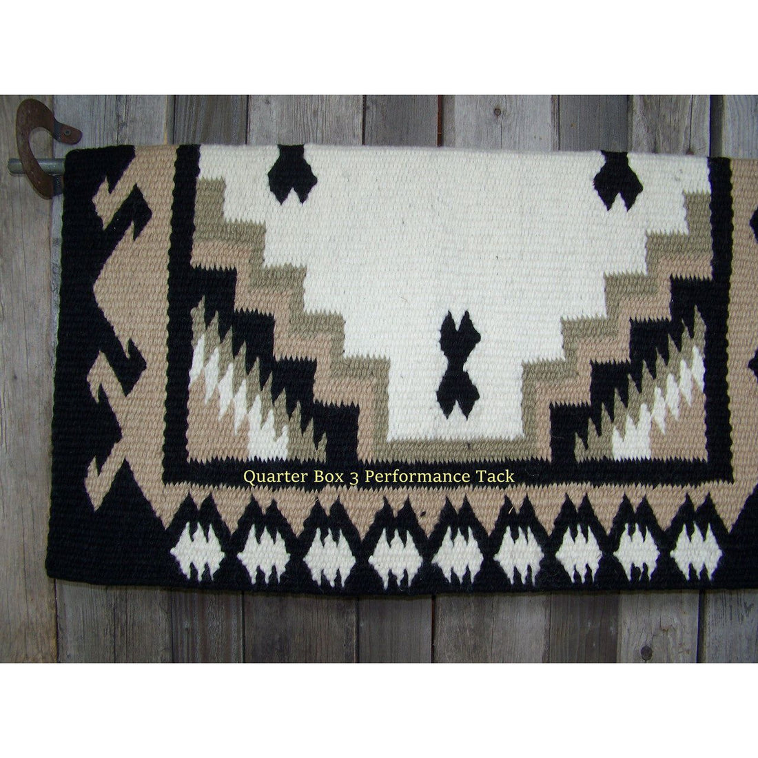 Haymaker Show Blanket - 38x34 (Black Base/Cream, Sand, Taupe Accents) by Mayatex