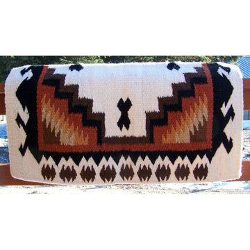 Haymaker Show Blanket - 38x34 (Cream Base/Chestnut and Rust Tone Accents) by Mayatex