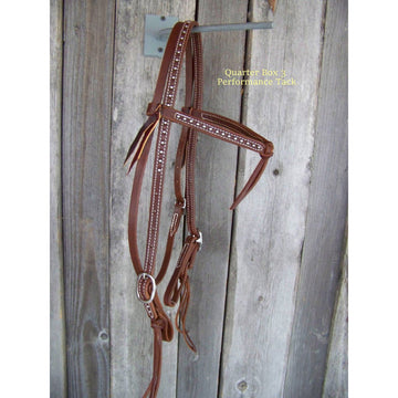 Headstall - Futurity Knot Browband w/Stainless Steel Dots (Dark Oil)