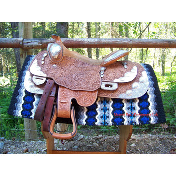 Canyon Land Show Blanket - 38x34 (Black/Royal/Brilliant Blue/Grays) by Mayatex