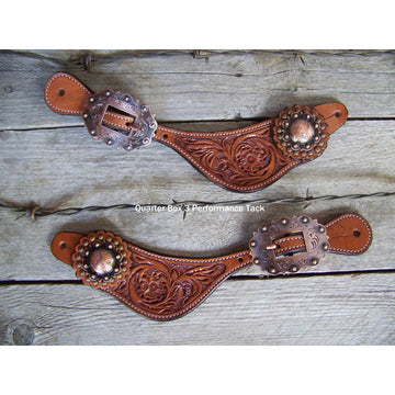 Spur Straps - Ladies Medium Oil Floral with Copper Colored Buckles